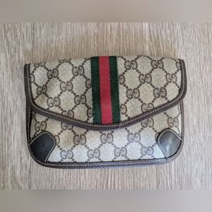 SOLD elsewhere please do NOT buy Gucci Beige and Brown Monogram Clutch